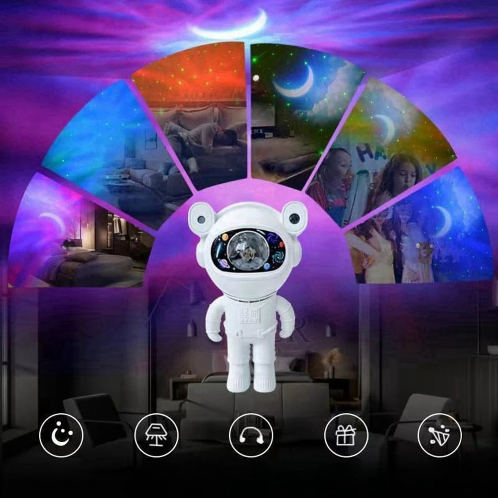 Astronaut Starlight Projector with Bluetooth Speaker – LED Aurora Night Light
