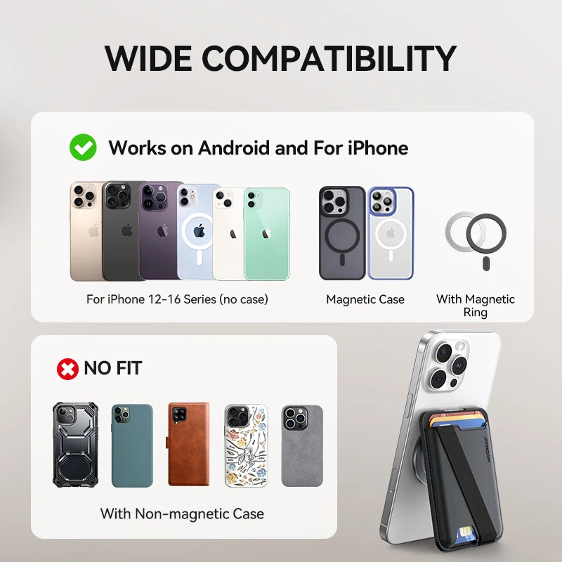 Joyroom Magnetic Phone Card Holder – Ultra-Slim Wallet Stand for iPhone 12–16