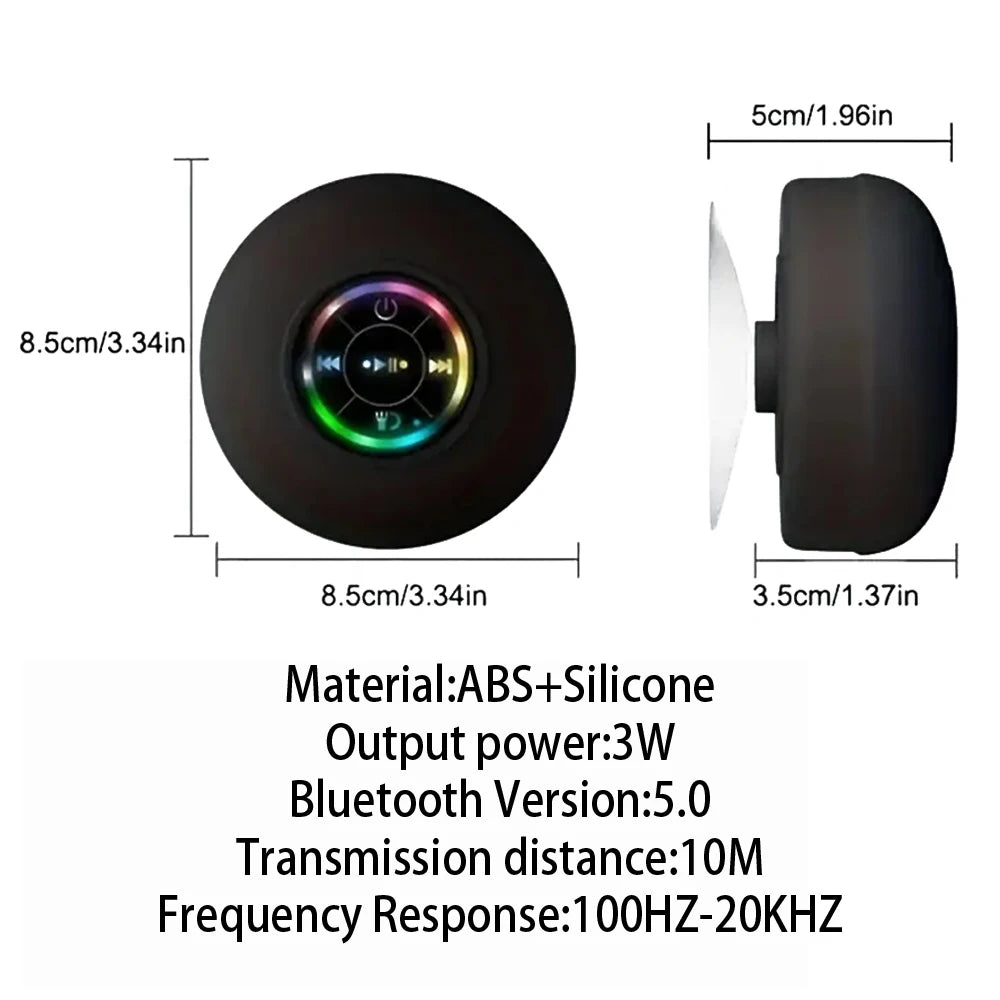 Portable Waterproof Bluetooth Speaker with LED Light