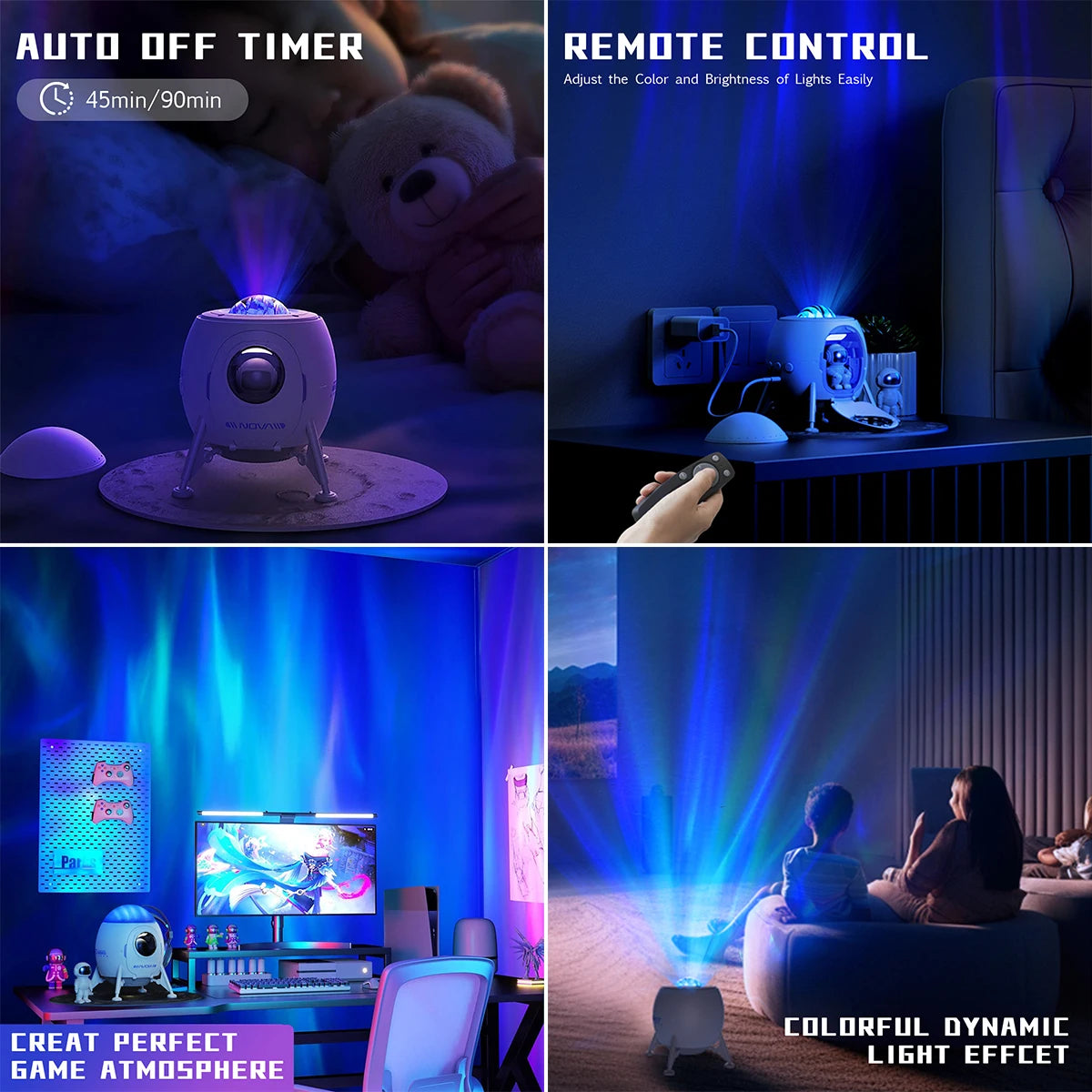 Astronaut Space Lander Galaxy Ceiling Projector with Remote & Lunar Mat