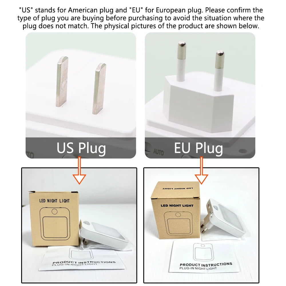 Motion Sensor Plug-In LED Night Light for Bedroom & Bedside