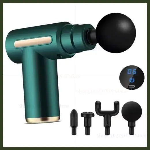 Fascia Gun Deep Tissue Massager – 6 Speeds & 4 Heads
