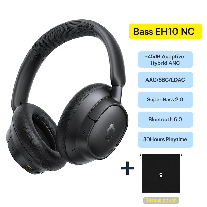 Baseus Bowie H1s ANC Wireless Headphones – 120Hr Battery