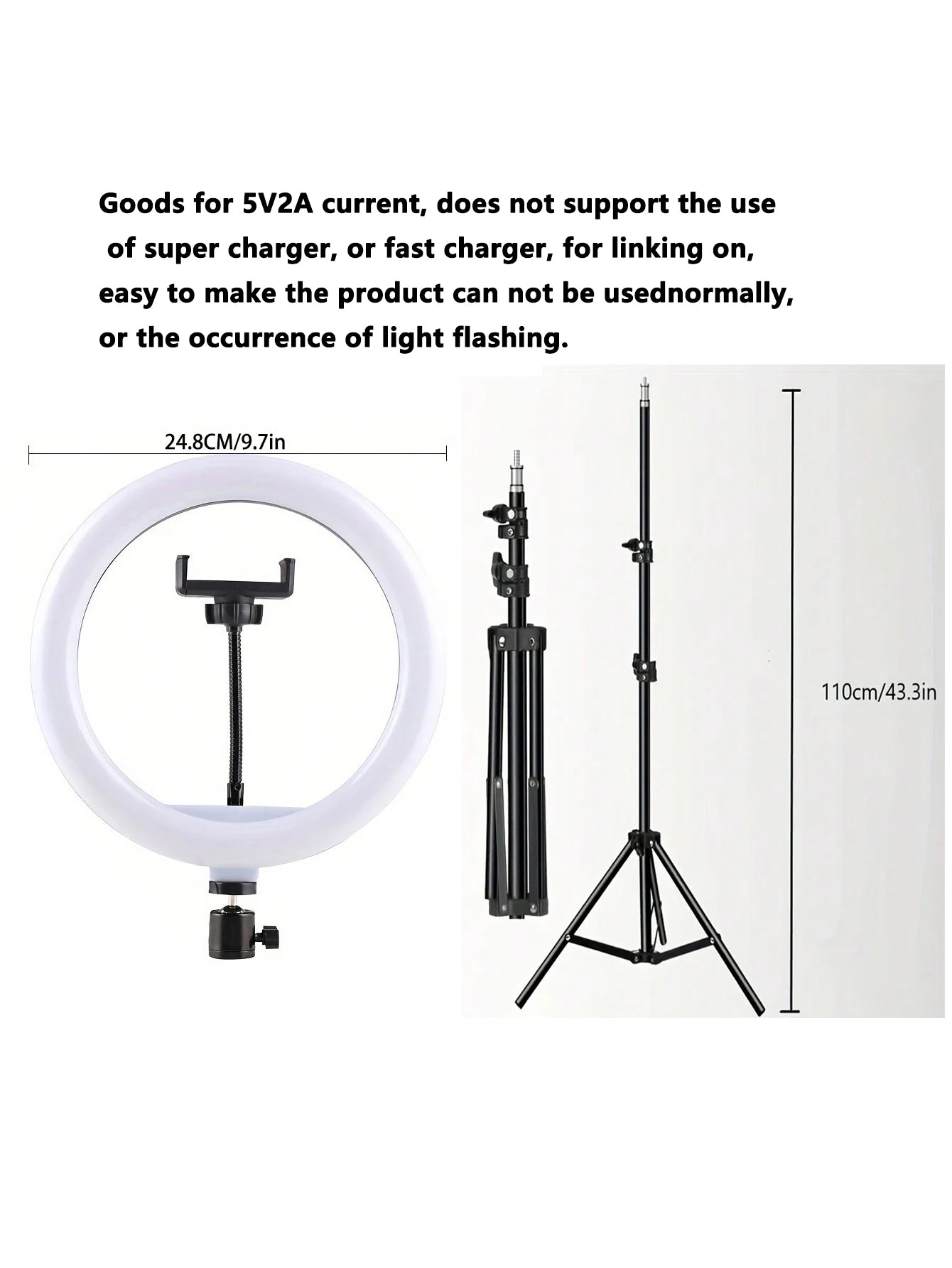 110cm Tripod Stand with 10" Ring Fill Light for Live Streaming & Selfies