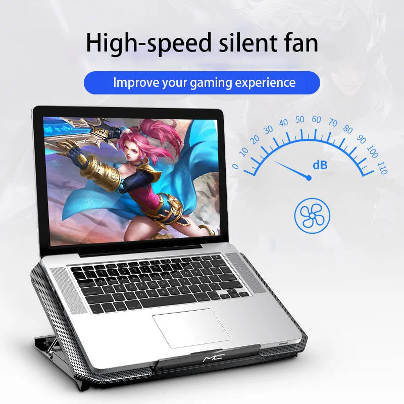 Gaming Laptop Cooling Pad – Adjustable Speed, Dual USB, 12–16"