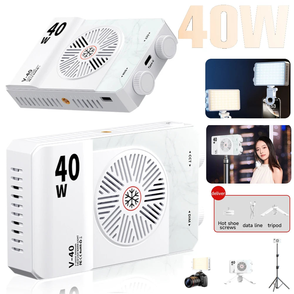 40W Handheld LED Fill Light 2800K-9000K for Photography & Video