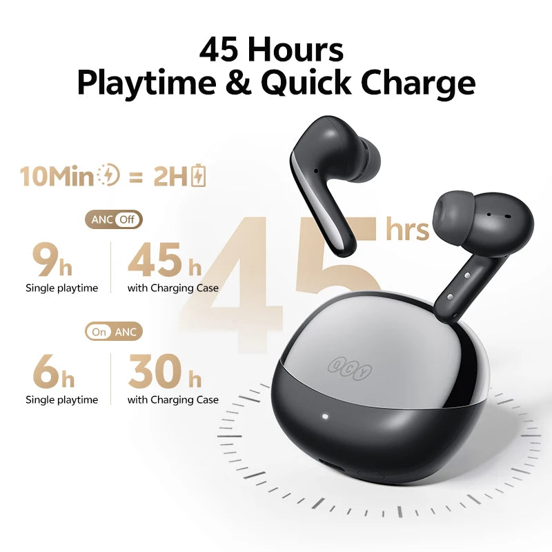 QCY MeloBuds N60 ANC Wireless Earbuds – Bluetooth 6.0, 45Hr