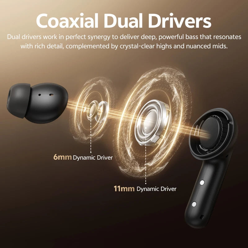 QCY MeloBuds N60 ANC Wireless Earbuds – Bluetooth 6.0, 45Hr