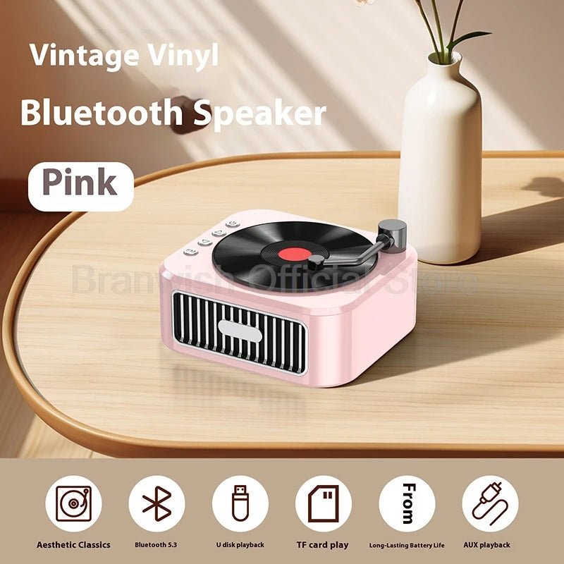 5W Vinyl Retro Bluetooth Speaker – Home Décor & Gift