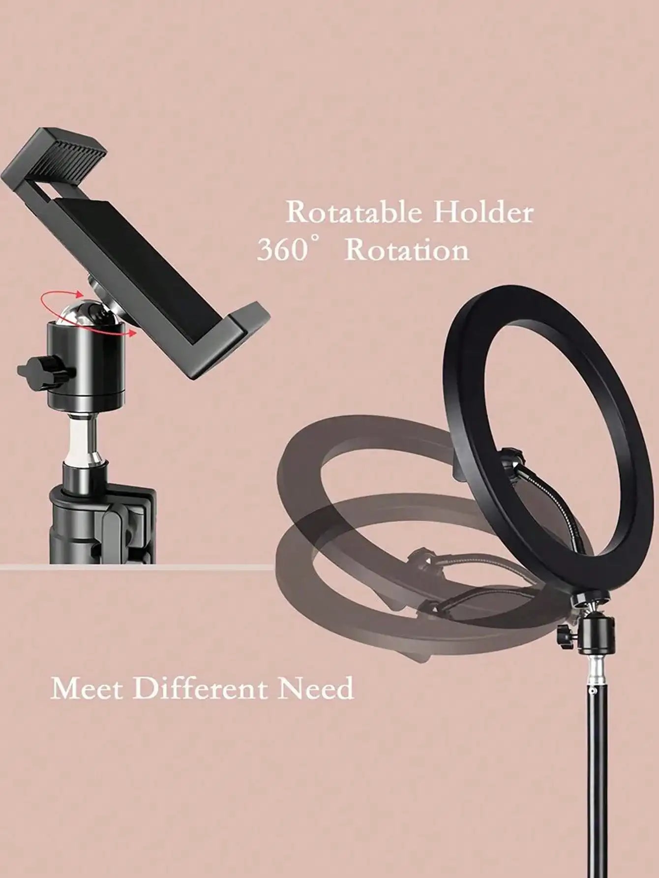 110cm Tripod Stand with 10" Ring Fill Light for Live Streaming & Selfies