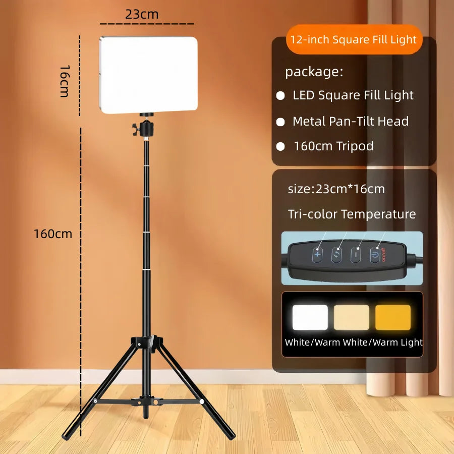 LED Photography Studio Light with Scissor Arm Stand for Zoom & YouTube