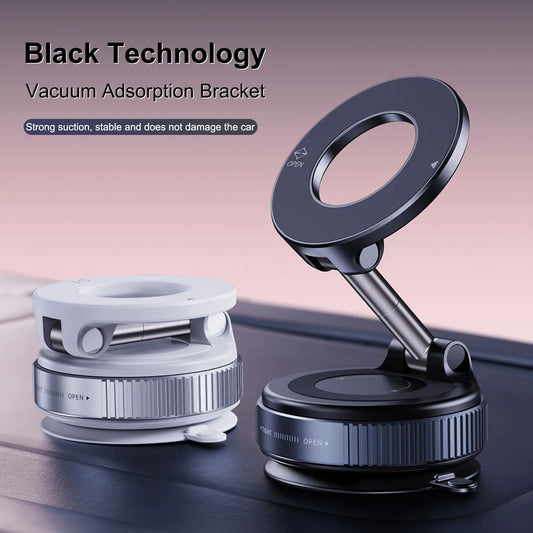 Electric Vacuum Magnetic Car Phone Mount – Foldable for iPhone & Live Streaming