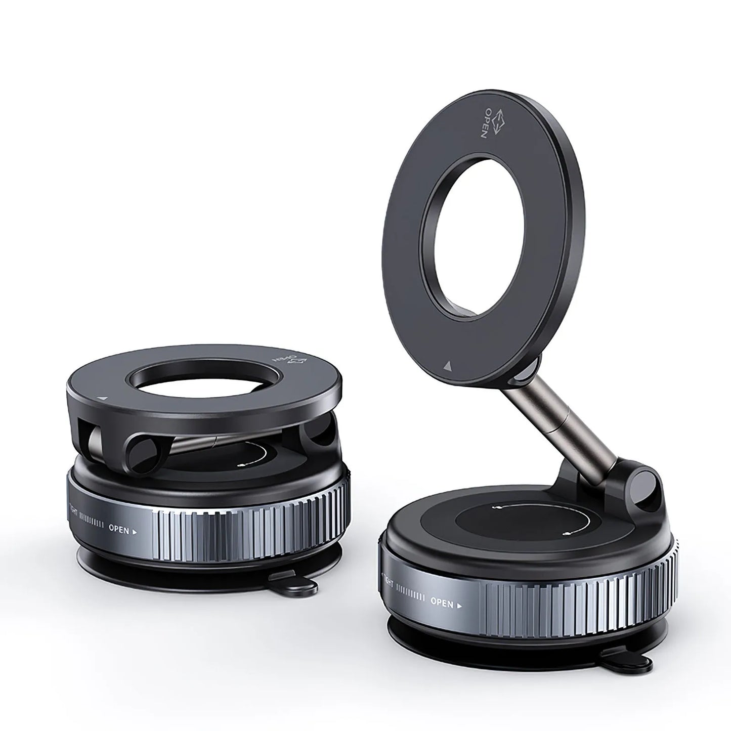 Electric Vacuum Magnetic Car Phone Mount – Foldable for iPhone & Live Streaming