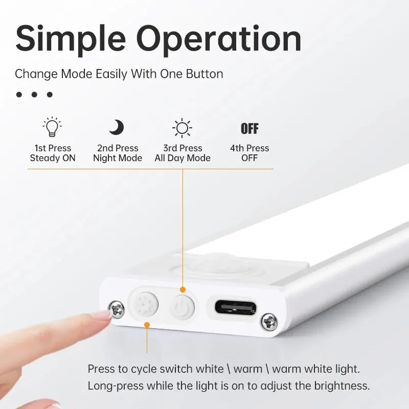 USB Rechargeable LED Motion Sensor Under Cabinet Light – 50cm
