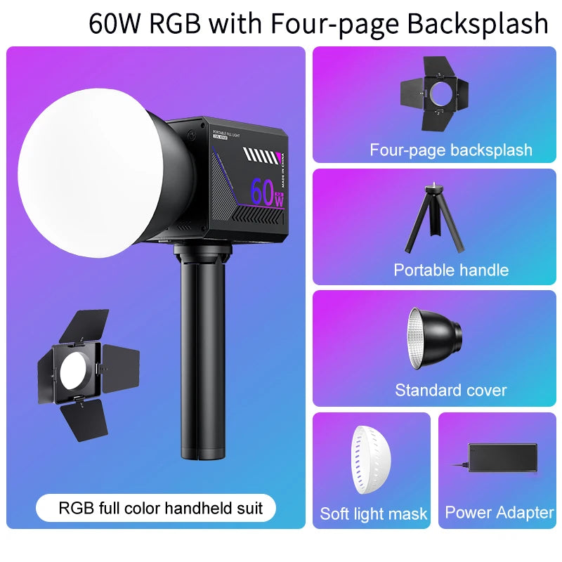 RGB Portable LED Video Light 10000mAh for Vlogging & Streaming