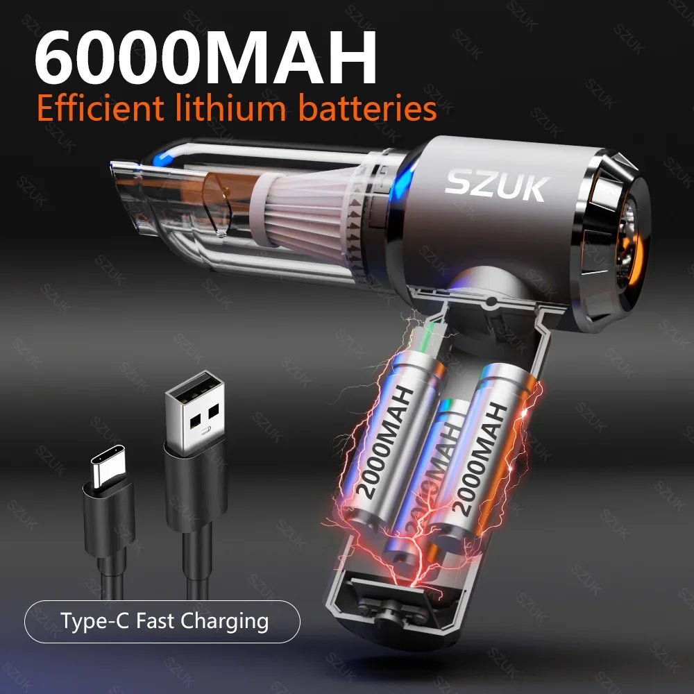 SZUK 180000PA Wireless Car Vacuum Cleaner with LCD Display