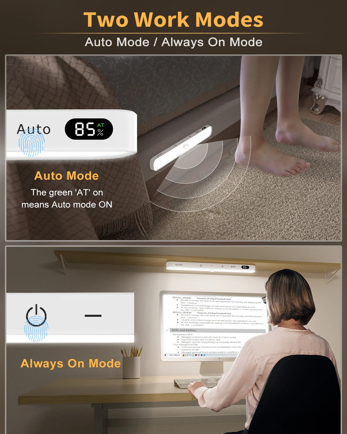 60 LED Motion Sensor Cabinet Light – Rechargeable with Touch Control