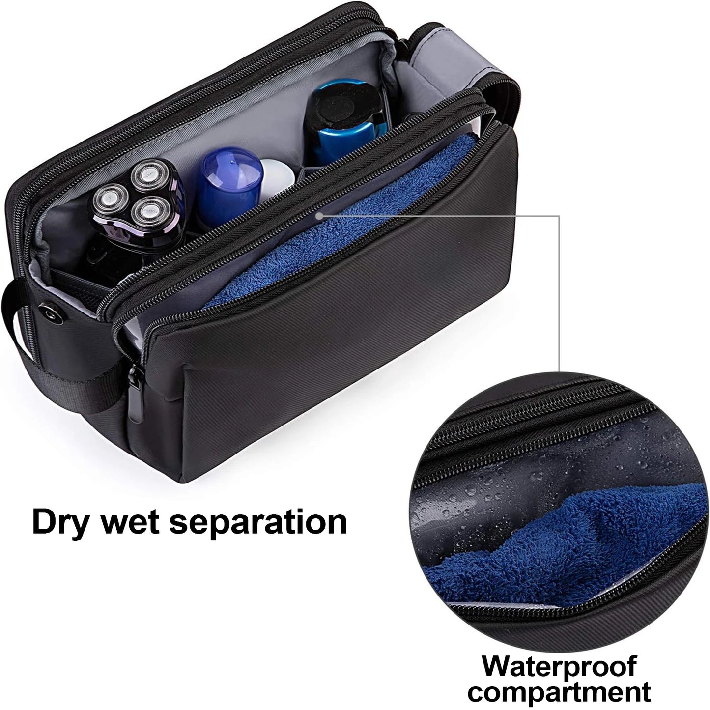 Men's Waterproof Travel Toiletry Bag – Dopp Kit & Shaving Organiser