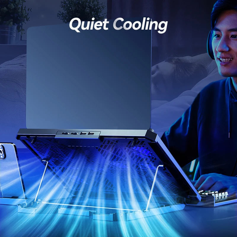 COOLCOLD Gaming Laptop Cooling Pad – 12 Fans, Phone Holder, 12–17.3"