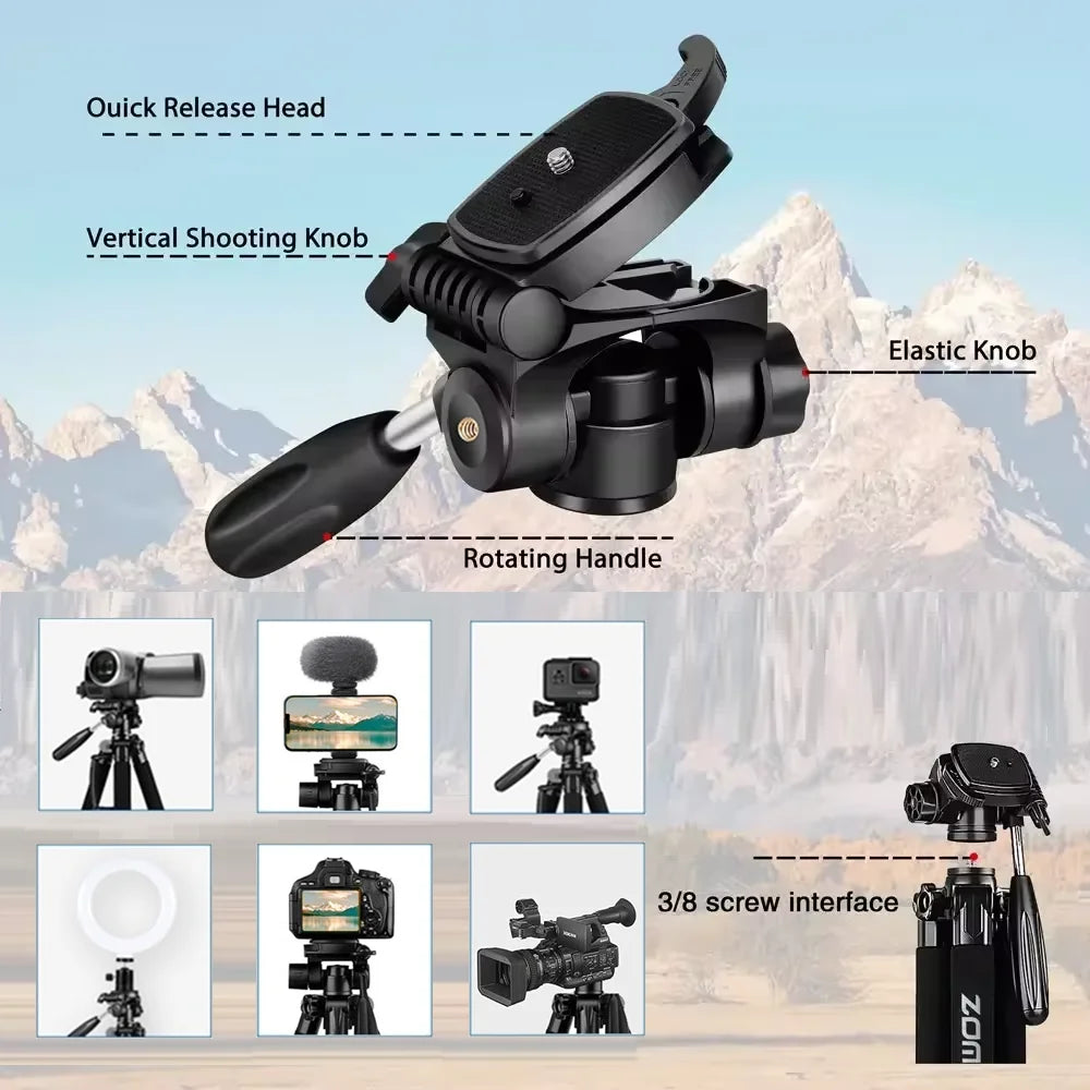 Zomei 187cm Aluminium Tripod for DSLR & Smartphones