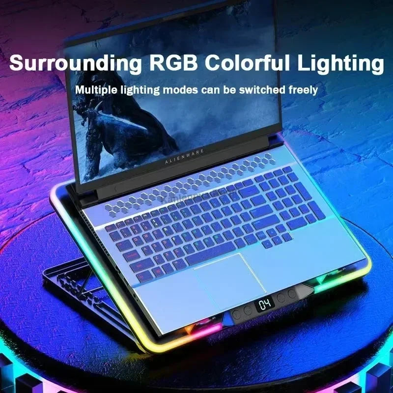 F36 Gaming Laptop Cooling Pad – 5 RGB Fans, 7 Angle Adjustable