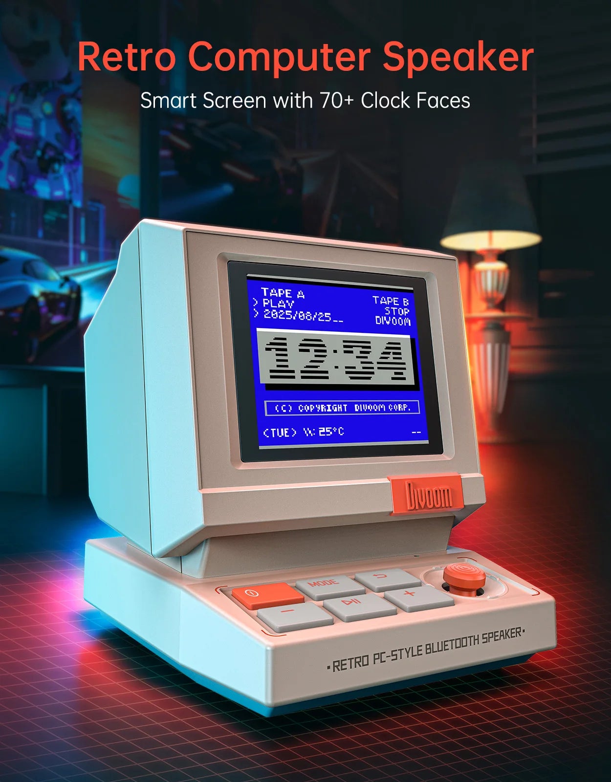 Divoom MiniToo Retro Pixel Art Portable Bluetooth Speaker
