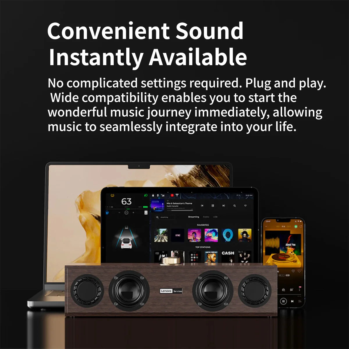 Lenovo C02 Retro Bluetooth & Wired Speaker for TV, PC & Mobile