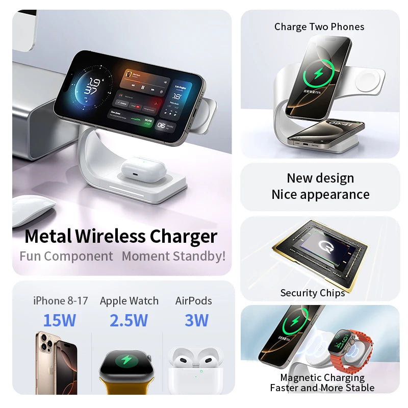 4-in-1 Magnetic Wireless Charging Station with USB