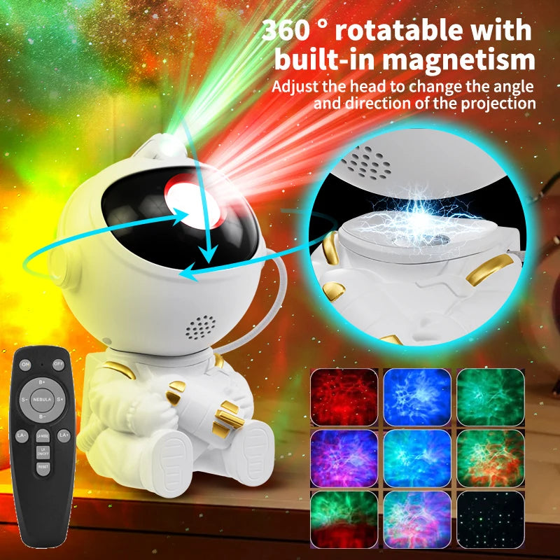 Astronaut Space Star Projector – Galaxy Night Light with Timer & Remote