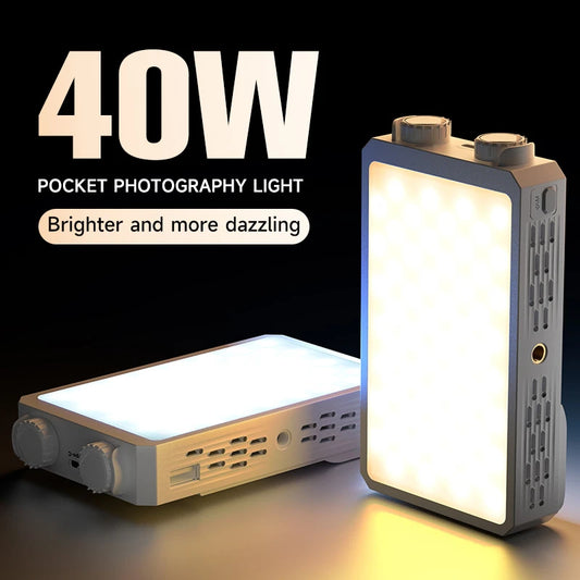 40W Bi-Color LED Camera Light CCT 2500K-9000K with 4400mAh Battery