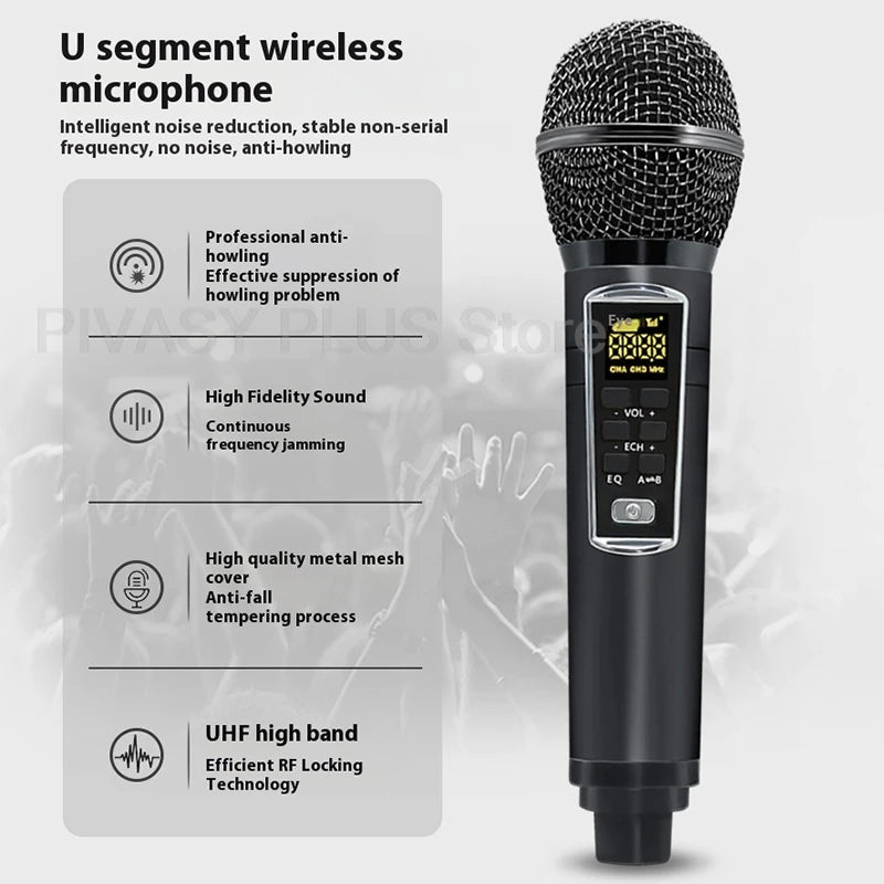 Retro 45W Karaoke Bluetooth Speaker with Dual Wireless Microphones