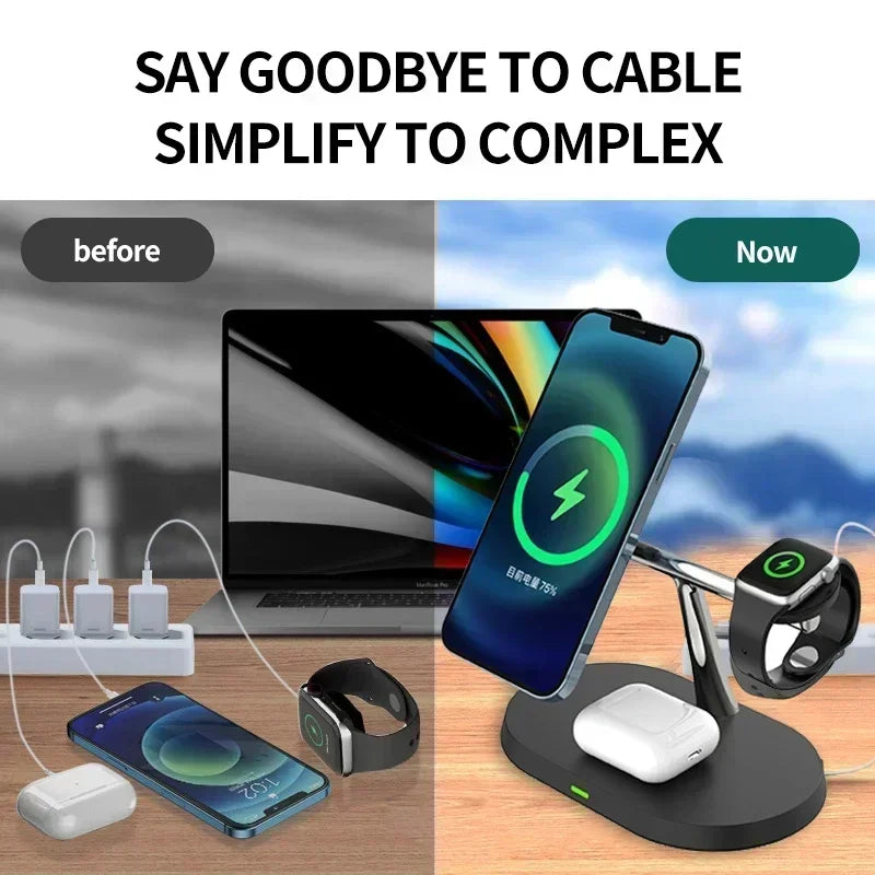 3-in-1 Magnetic Wireless Charger for iPhone, Apple Watch & AirPods