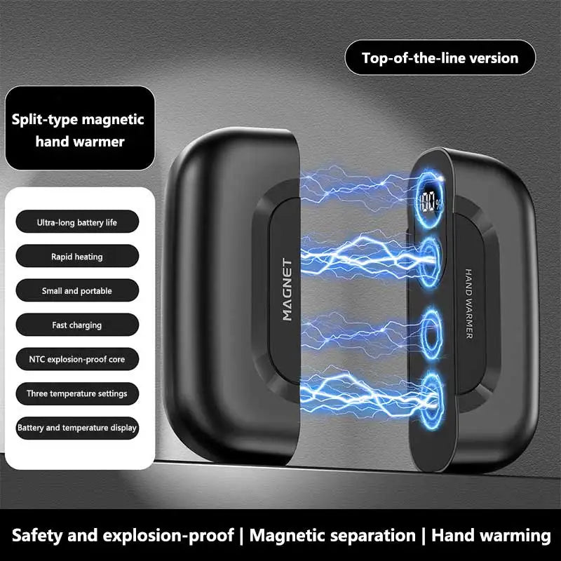 2-in-1 Magnetic Hand Warmer & Power Bank with Digital Display