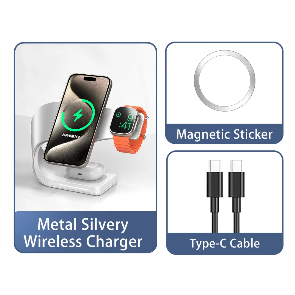4-in-1 Magnetic Wireless Charging Station with USB