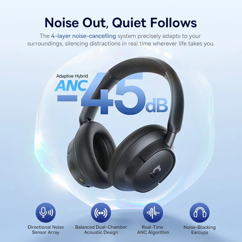 Baseus EH10 ANC Wireless Headphones – 80Hr, LDAC Hi-Res Audio