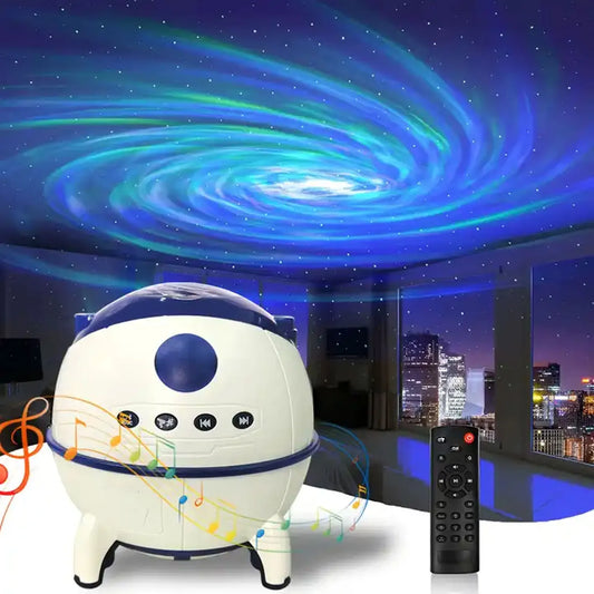 Space Capsule Aurora Projector – Portable Bluetooth Speaker & Star Lamp