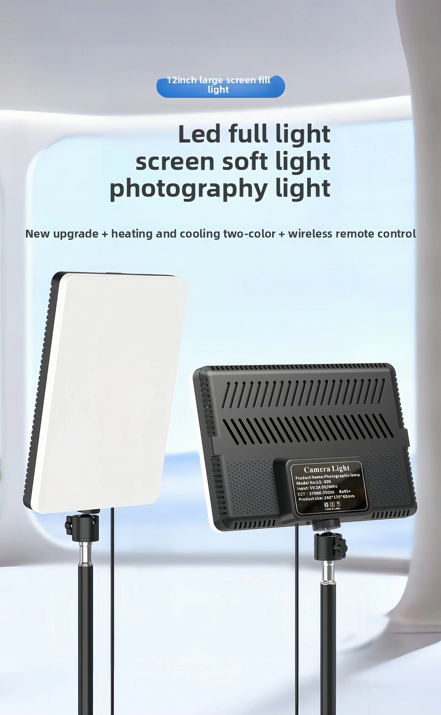 LED Photography Light with Scissor Arm Stand for Zoom & YouTube