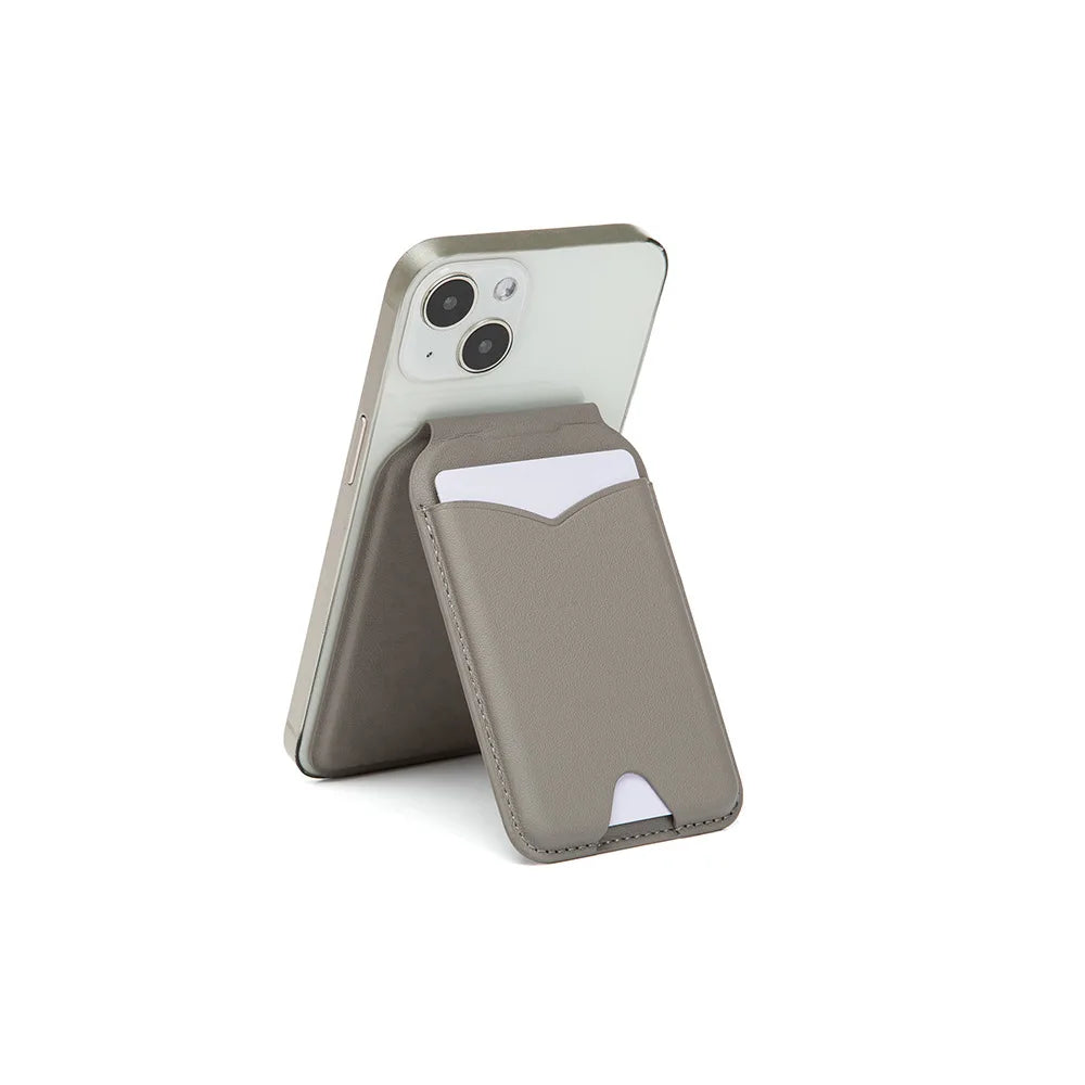 Magnetic Wallet Phone Stand with Mirror & MagSafe – PU Leather