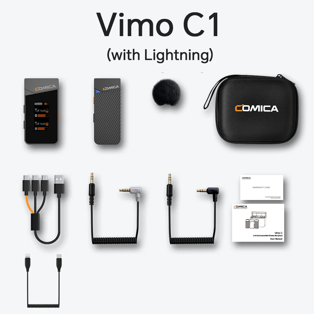 COMICA Vimo C 2.4G Wireless Lavalier Microphone with Charging Case