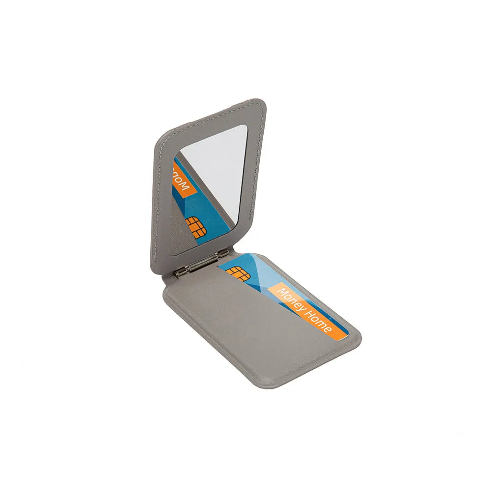 Magnetic Wallet Phone Stand with Mirror & MagSafe – PU Leather