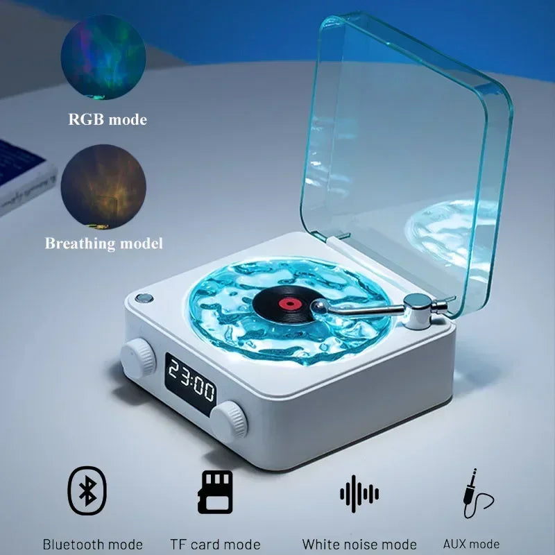 Waves Vinyl Turntable Bluetooth Speaker with White Noise & RGB Light