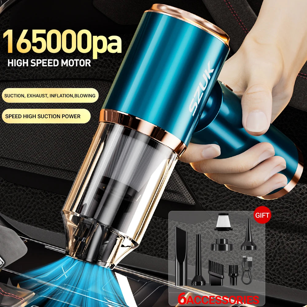 SZUK Mini Car Vacuum Cleaner 165000PA – Wireless Type-C Charging