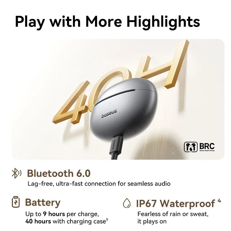 Baseus MC1 Pro Open-Ear Clip Wireless Earphones – 40Hr, 4-Mic ENC
