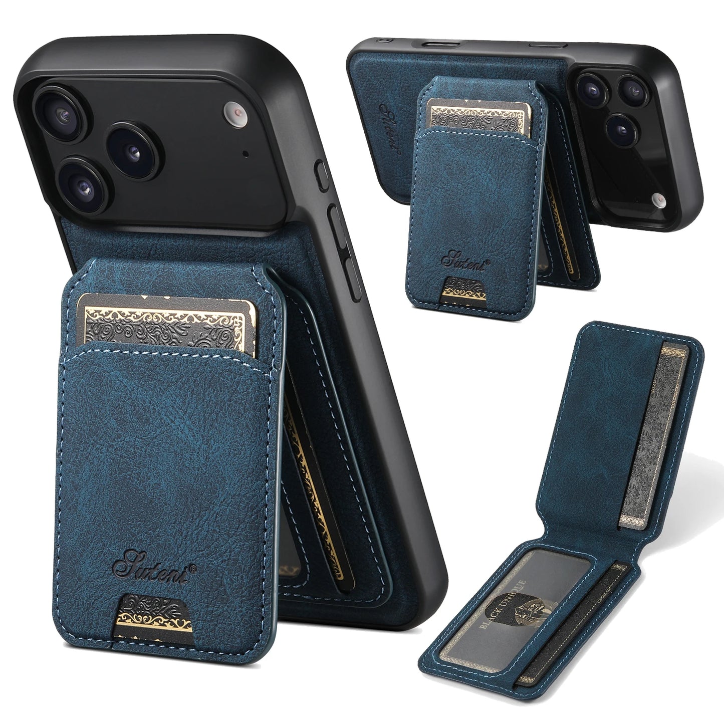 SUTENI Wireless Charging iPhone Case with Card Holder & Stand