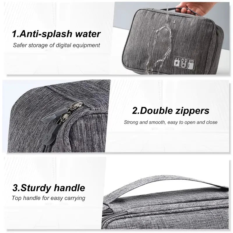 Waterproof Travel Cable Storage Bag – USB & Charger Electronic Organiser