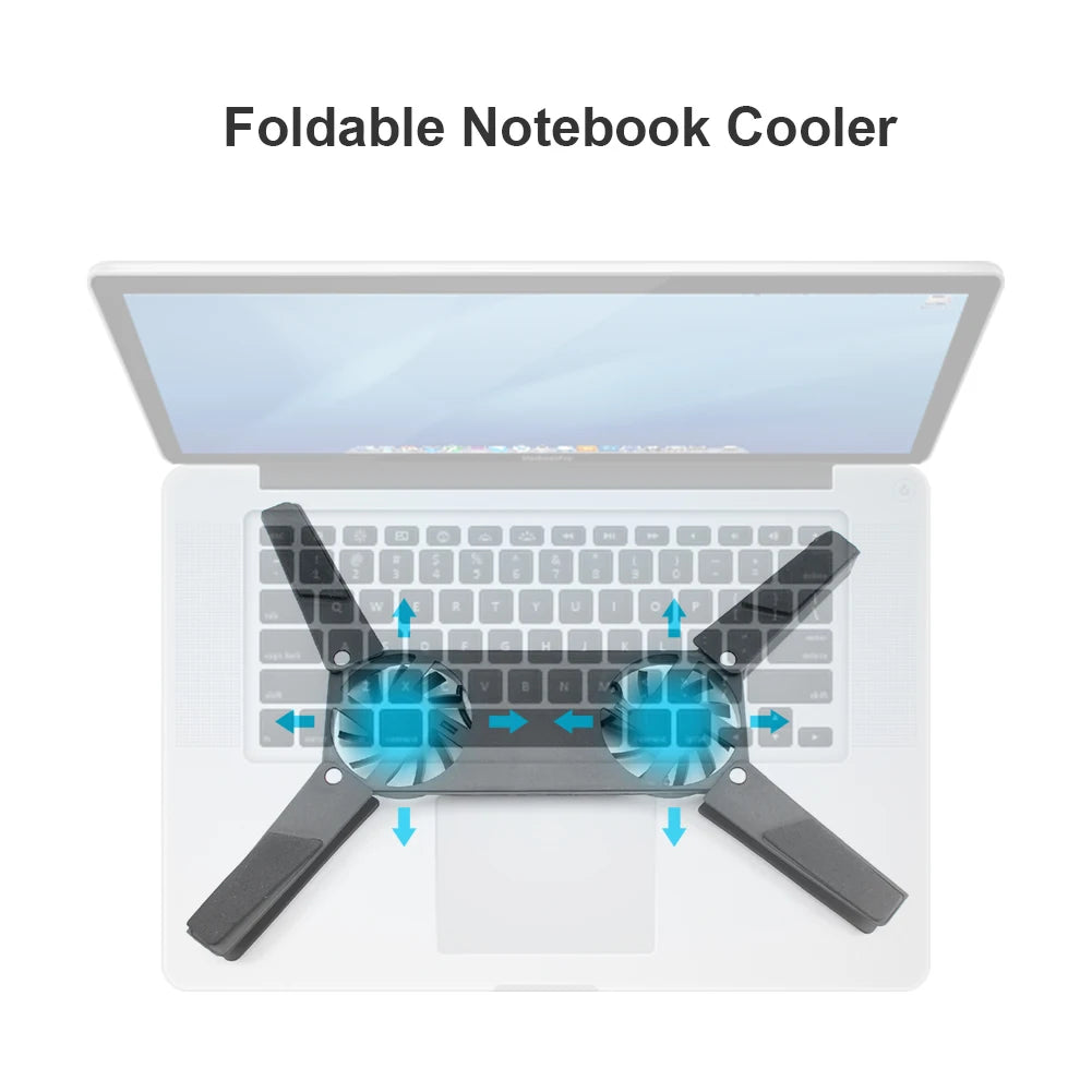 Foldable Laptop Cooling Pad – Dual USB Fans for 7–15 Inch Laptops