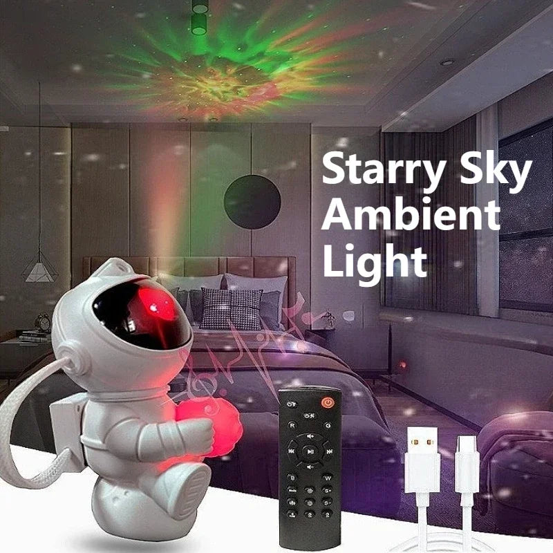 Astronaut Shaped Galaxy Light Projector – Ambient Bedside Decoration Lamp