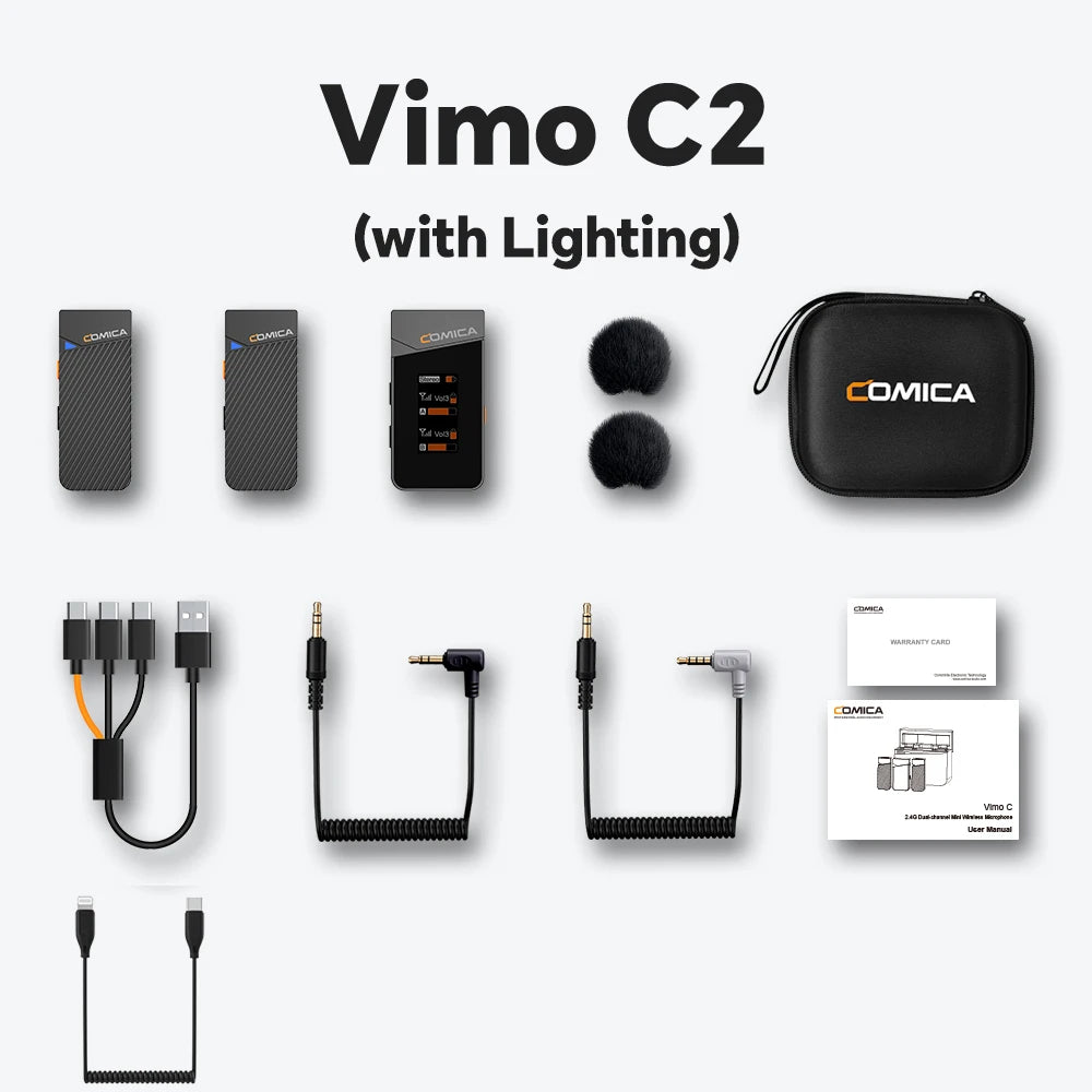 COMICA Vimo C 2.4G Wireless Lavalier Microphone with Charging Case
