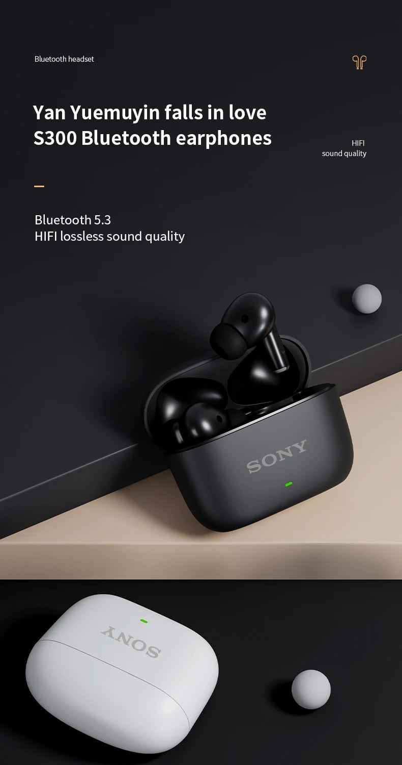 SONY S300 TWS Wireless Earphones – HiFi Stereo, Waterproof with Mic