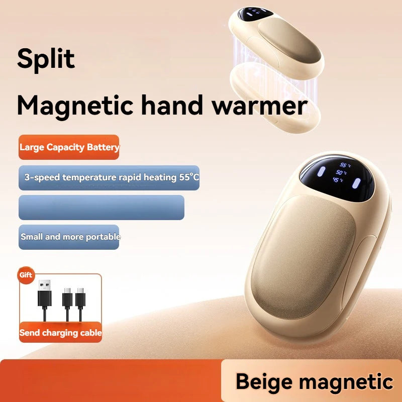 2-in-1 Magnetic Hand Warmer – USB Rechargeable, 3-Setting Compact Pocket Heater